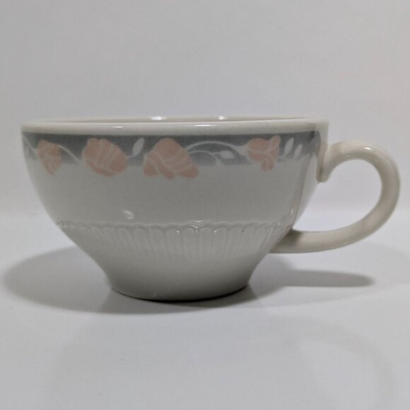 Syracuse China Maymont Tea Cup Mug Grey Pink Floral Restaurant Ware Vintage - Picture 1 of 10